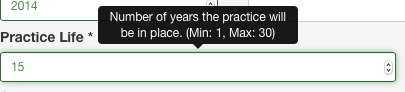 Example of a tooltip pop up message